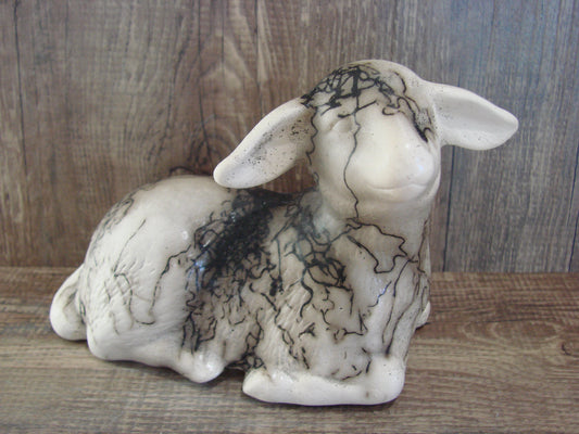 Native American Pottery Horse Hair Lamb Sculpture by Vail