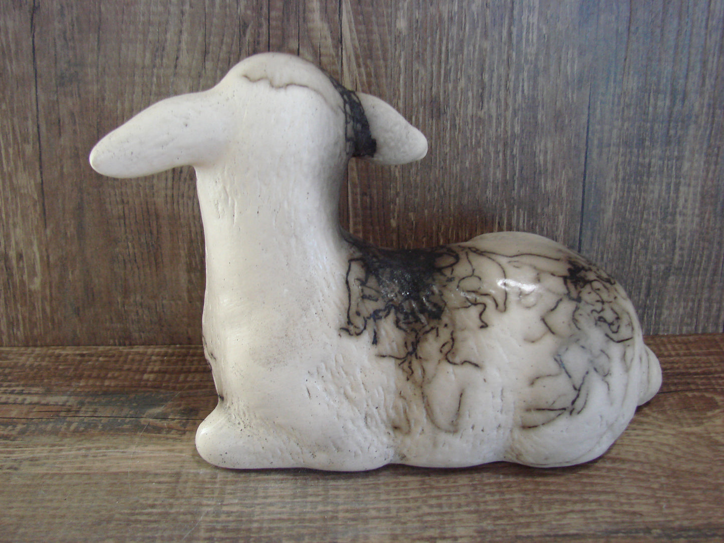 Native American Pottery Horse Hair Lamb Sculpture by Vail