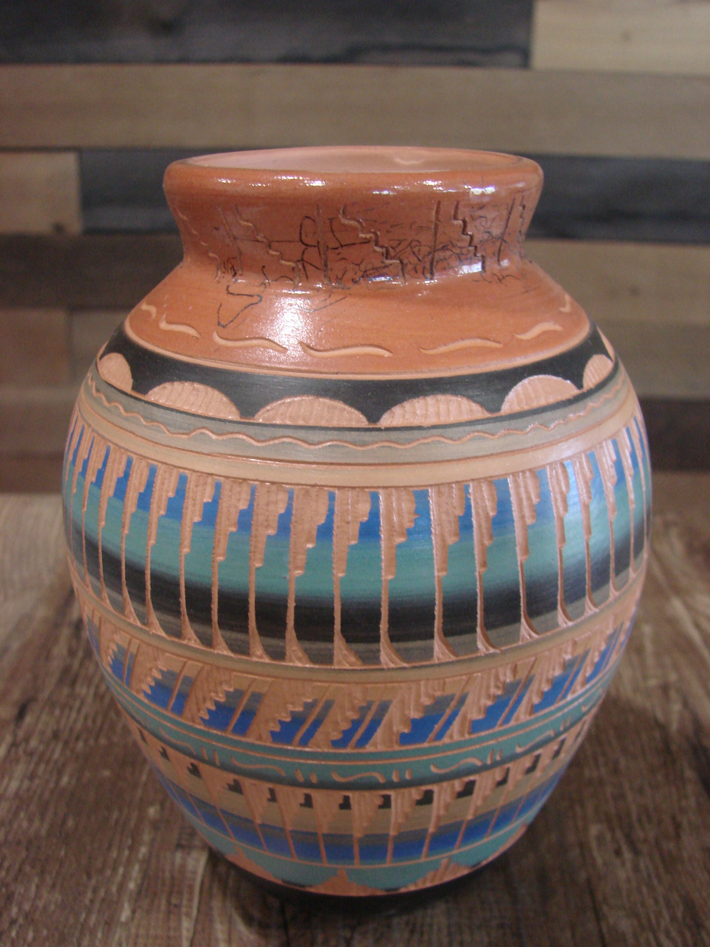 Native American Hand Etched & Hand Painted Pottery - Gilmore