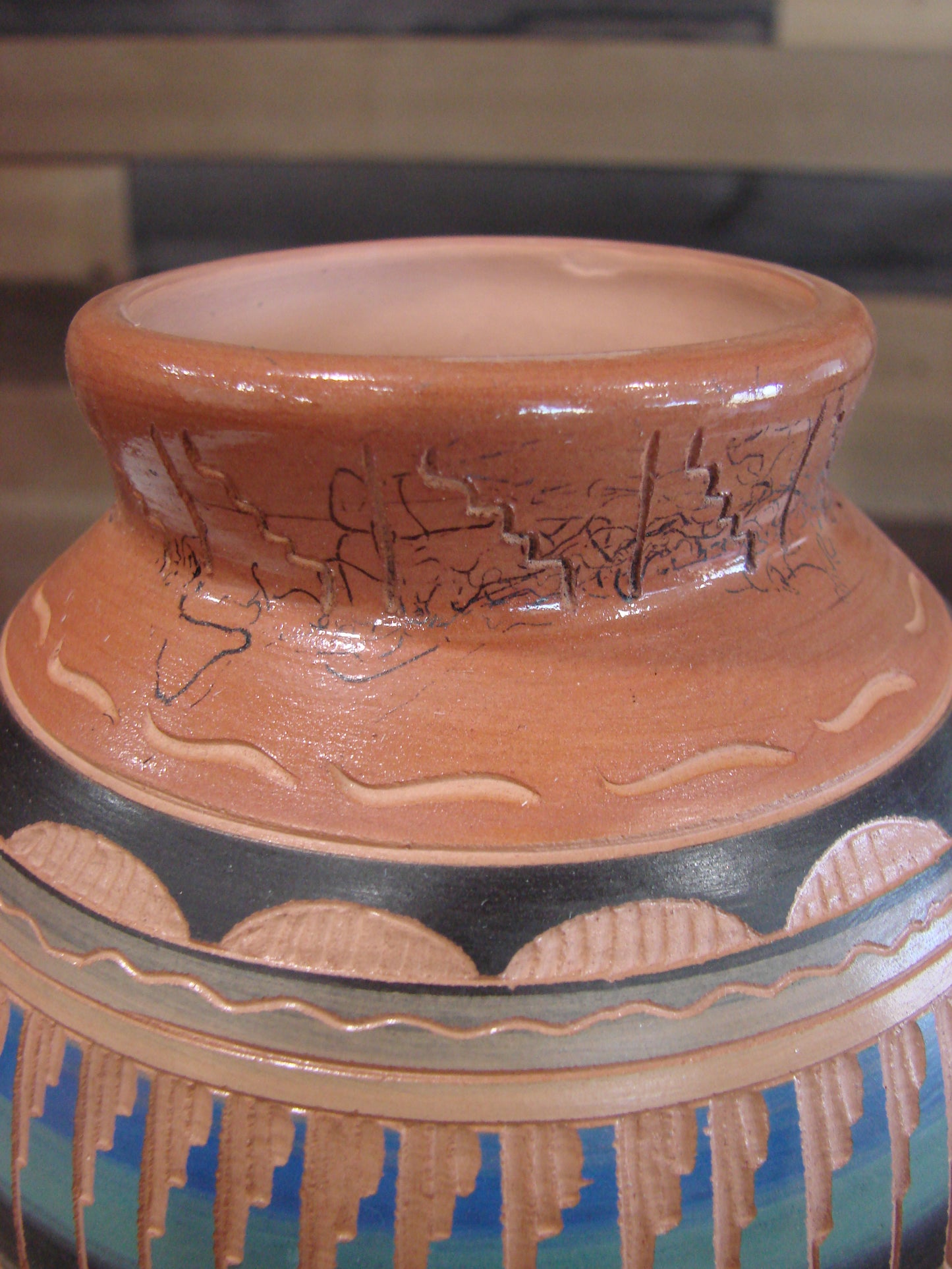 Native American Hand Etched & Hand Painted Pottery - Gilmore