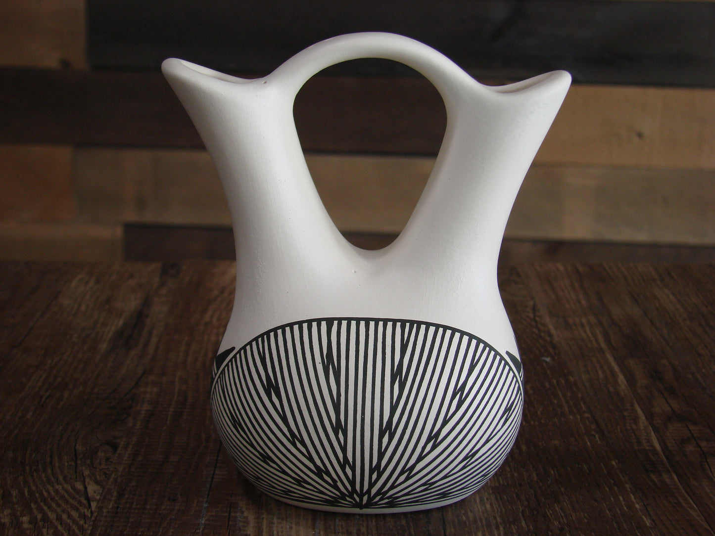 Small Native American Fine Line Hand Painted Wedding Vase Pottery by Ortiz