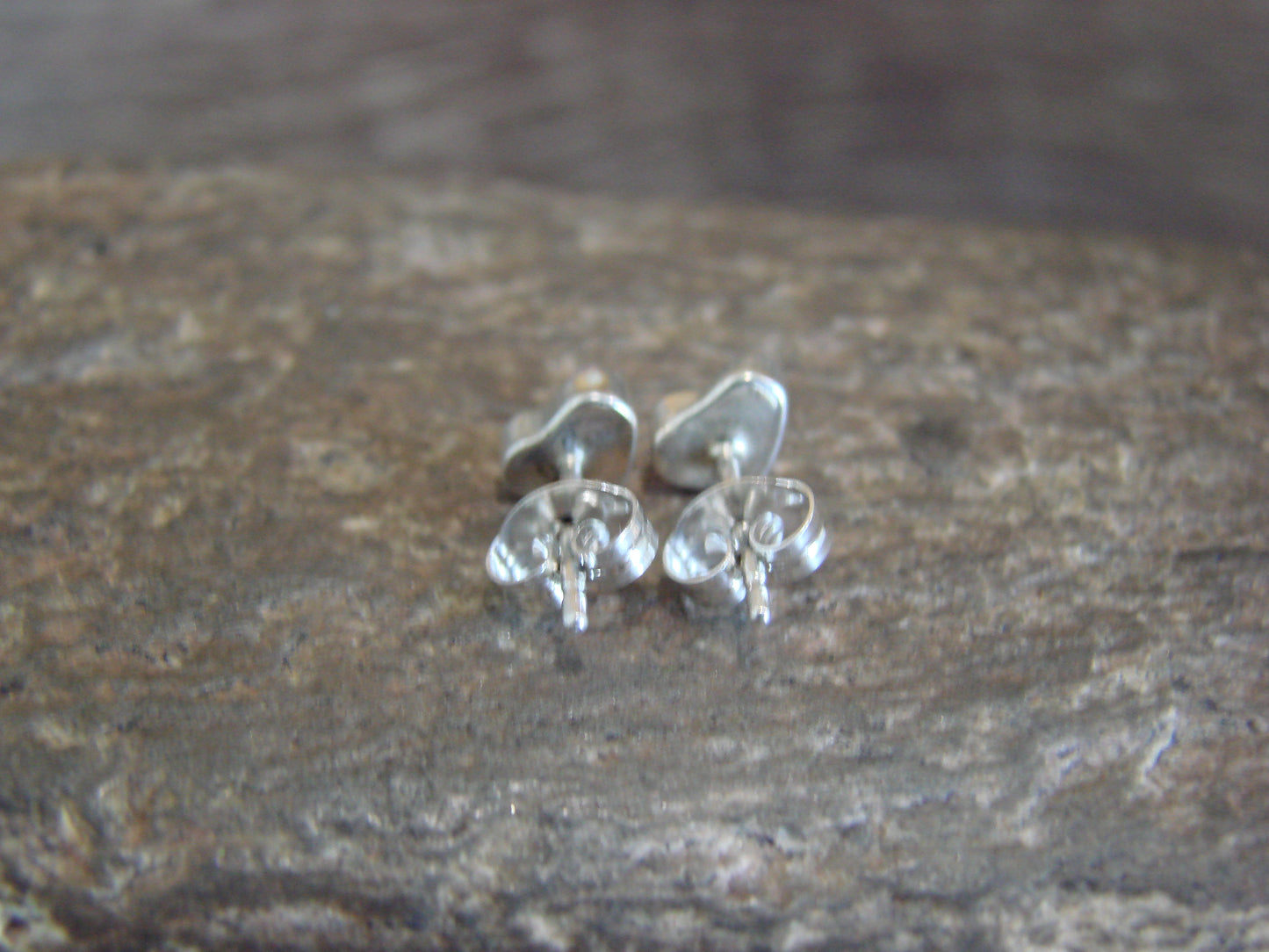 Native American Sterling Silver Pink Opal Heart Post Earrings - Neha