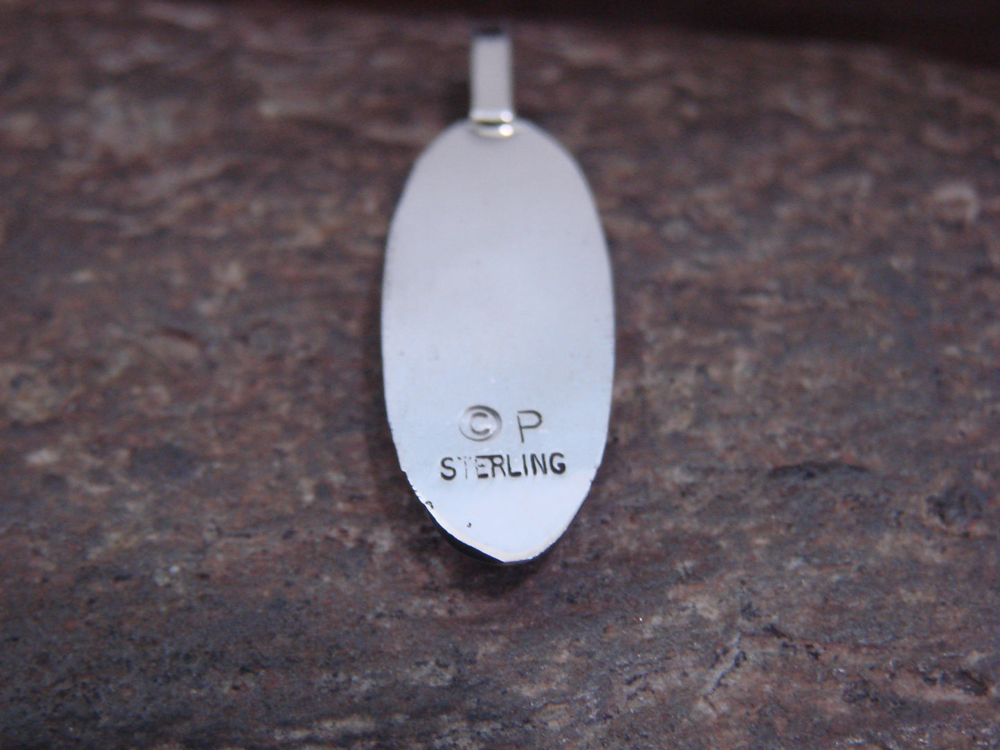 Native American Indian Sterling Silver & Pink Opal Shadow Box Pendant - Perry