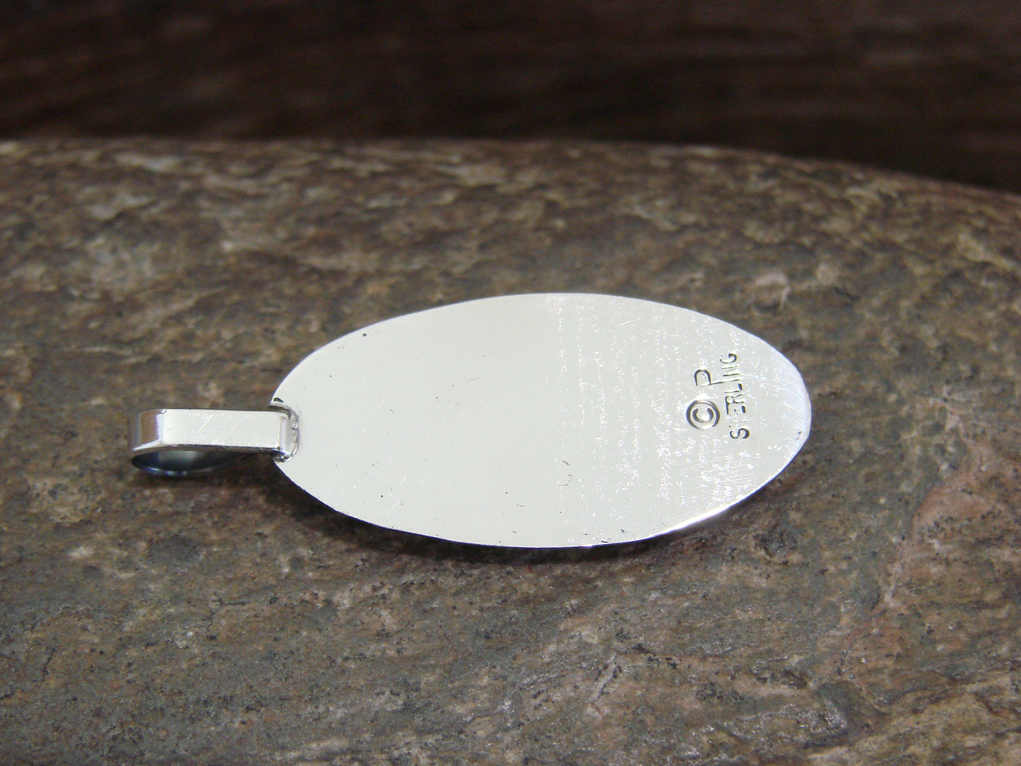 Native American Indian Sterling Silver & White Opal Shadow Box Pendant - Perry