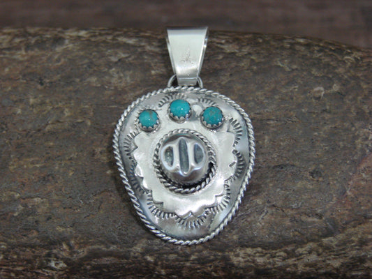 Native American Sterling Silver & Turquoise Cowgirl Hat Pendant by Platero