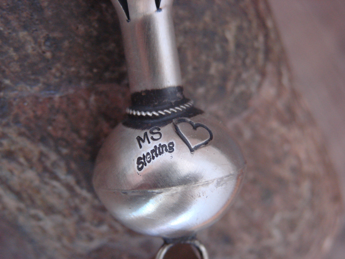 Native American Sterling Silver Squash Blossom Pendant Signed Smith