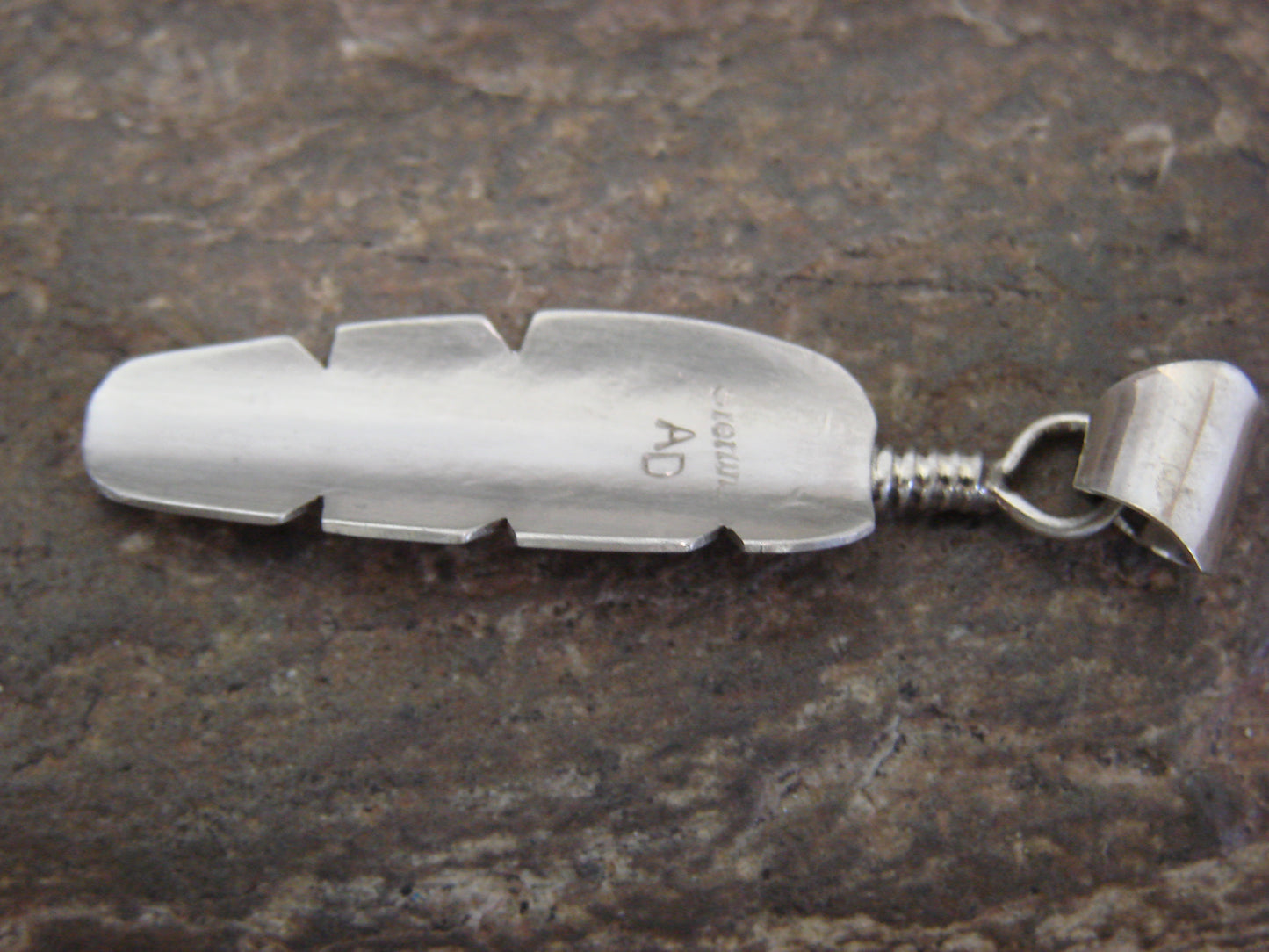 Native American Indian Sterling Silver Feather Pendant by Davis