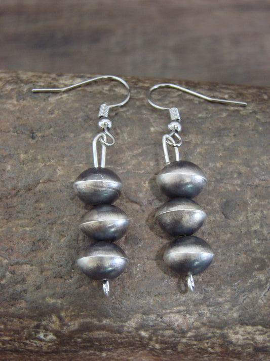 Native American Sterling Silver Navajo Pearl Dangle Earrings by Nez