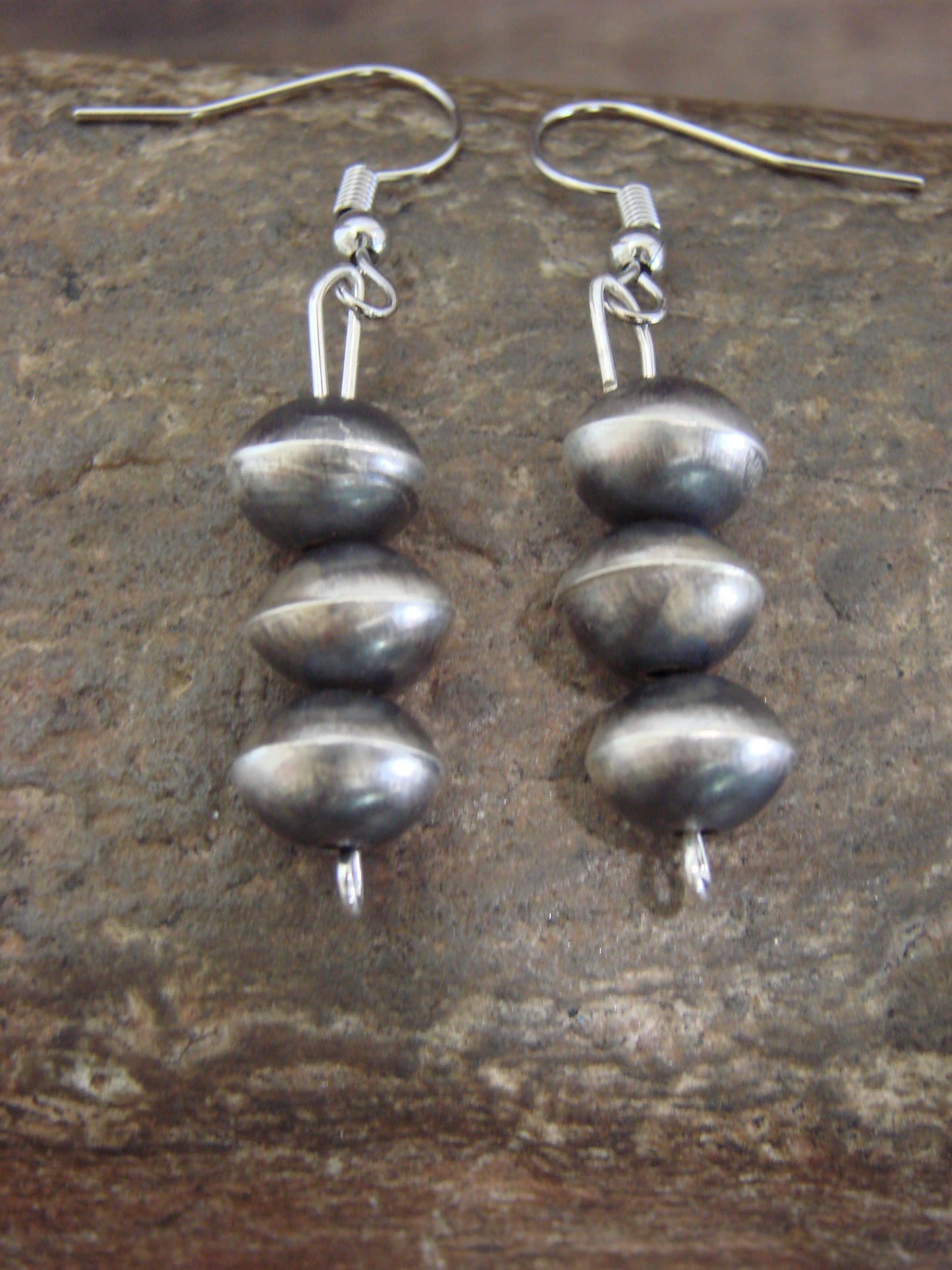 Native American Sterling Silver Navajo Pearl Dangle Earrings by Nez