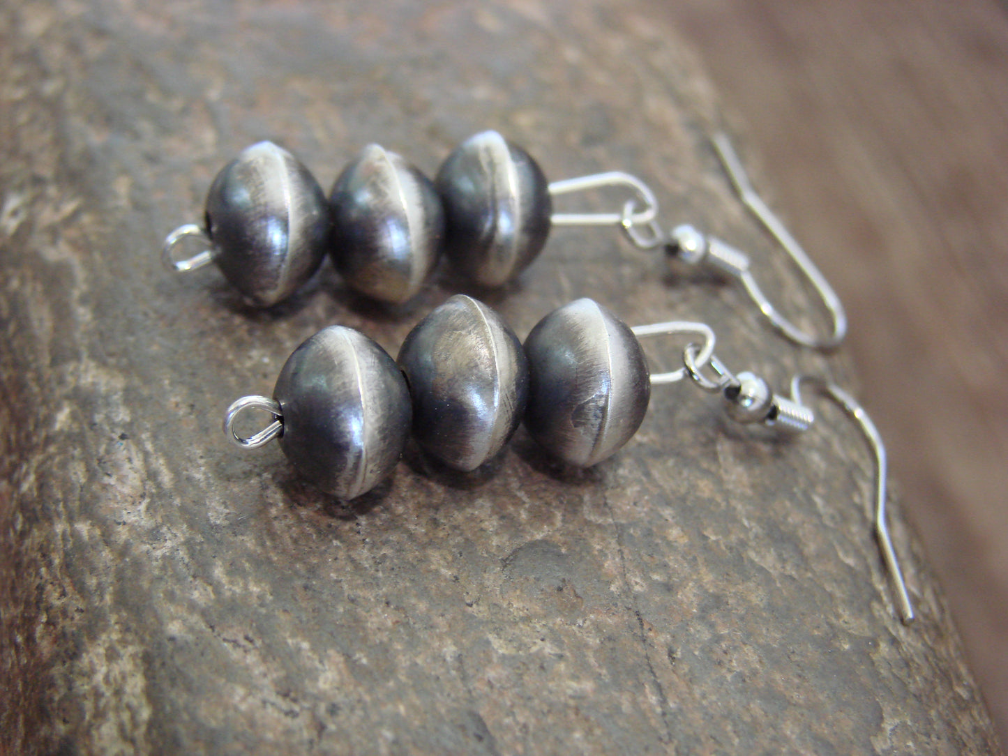 Native American Sterling Silver Navajo Pearl Dangle Earrings by Nez