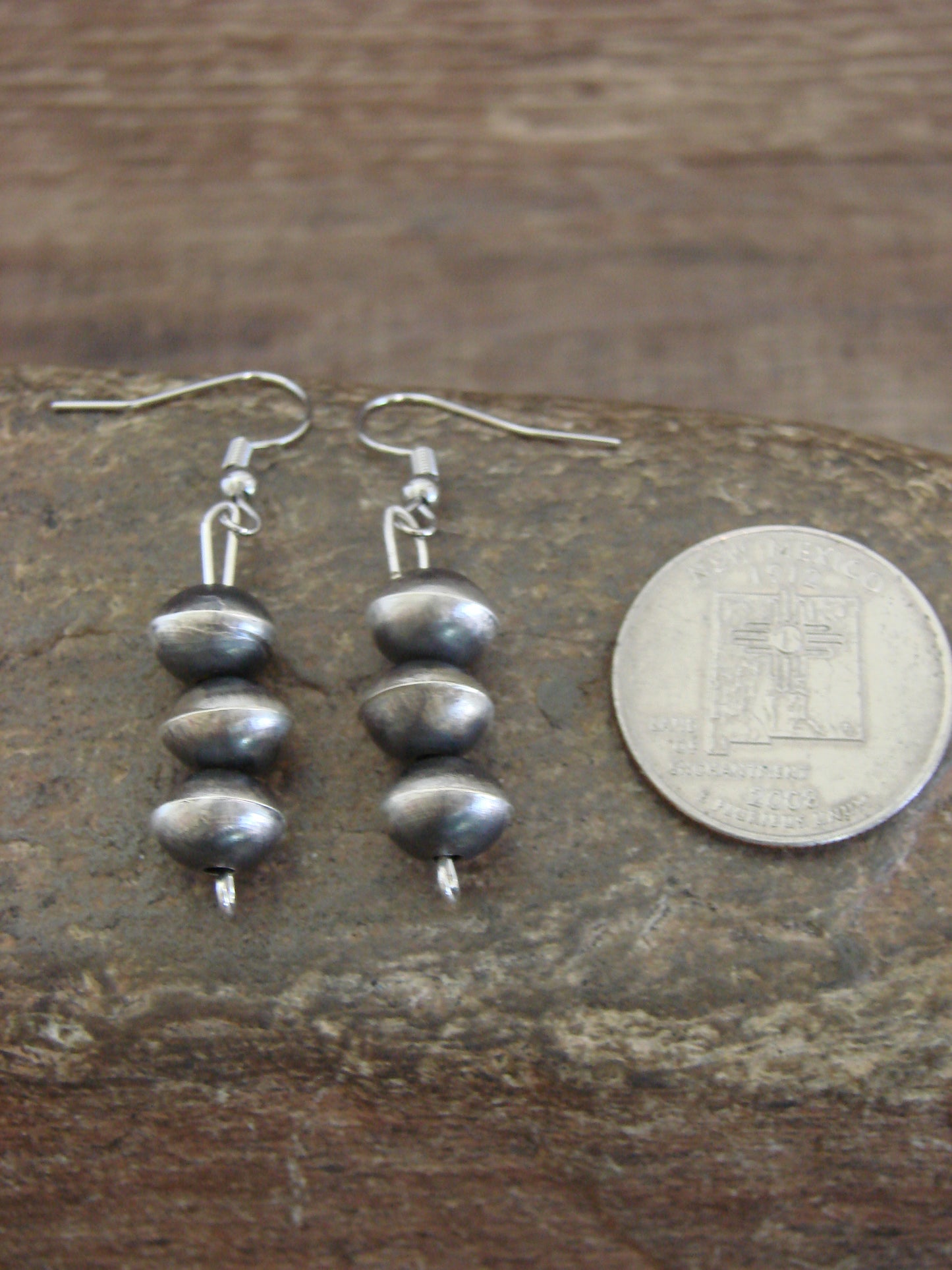 Native American Sterling Silver Navajo Pearl Dangle Earrings by Nez