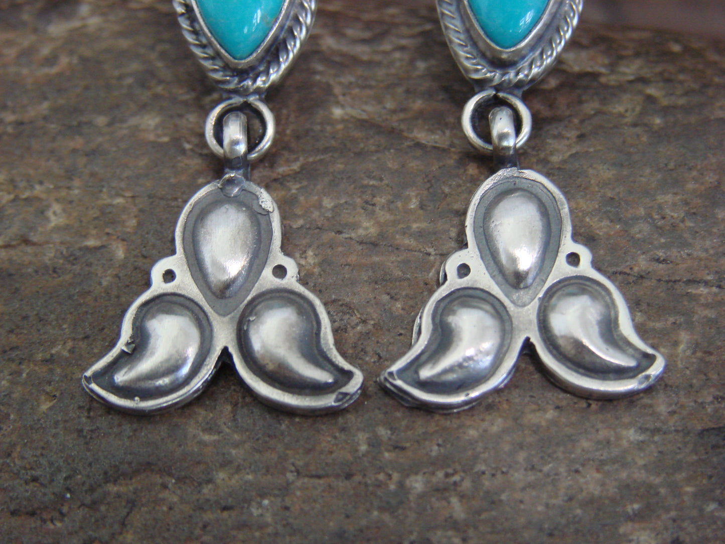 Native American Sterling Silver & Turquoise Post Dangle Earrings by McCarthy