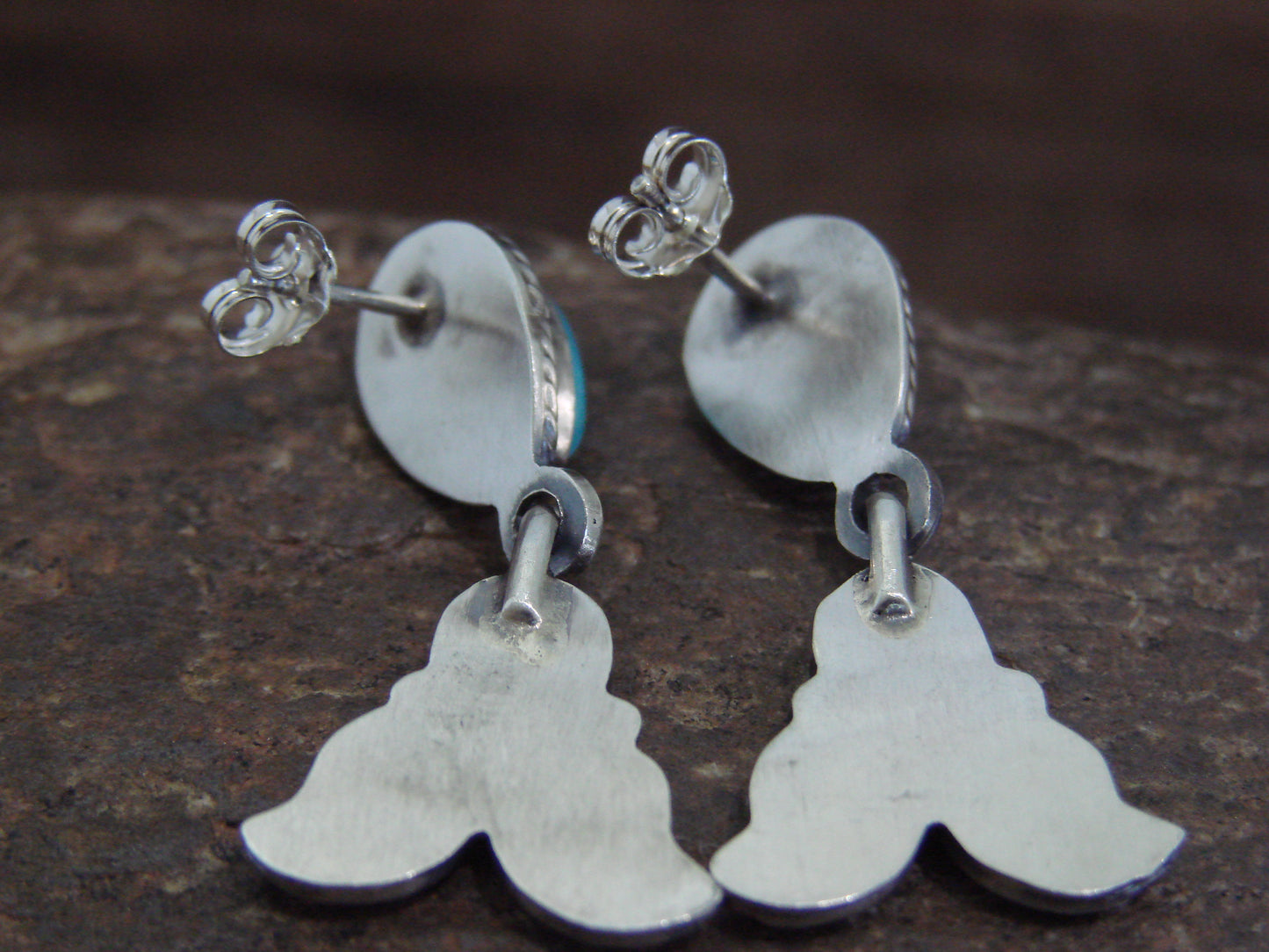 Native American Sterling Silver & Turquoise Post Dangle Earrings by McCarthy