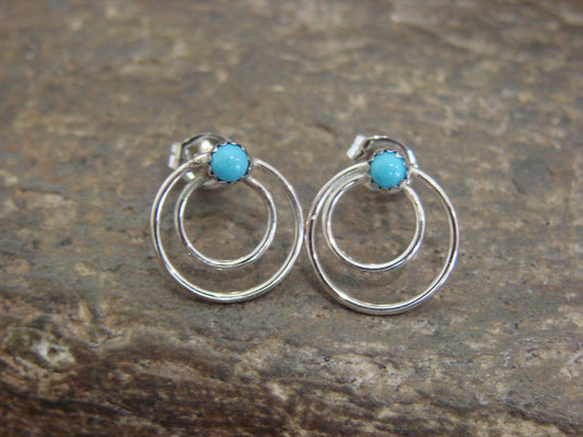 Native American Sterling Silver & Turquoise Post Earrings - Bitsie