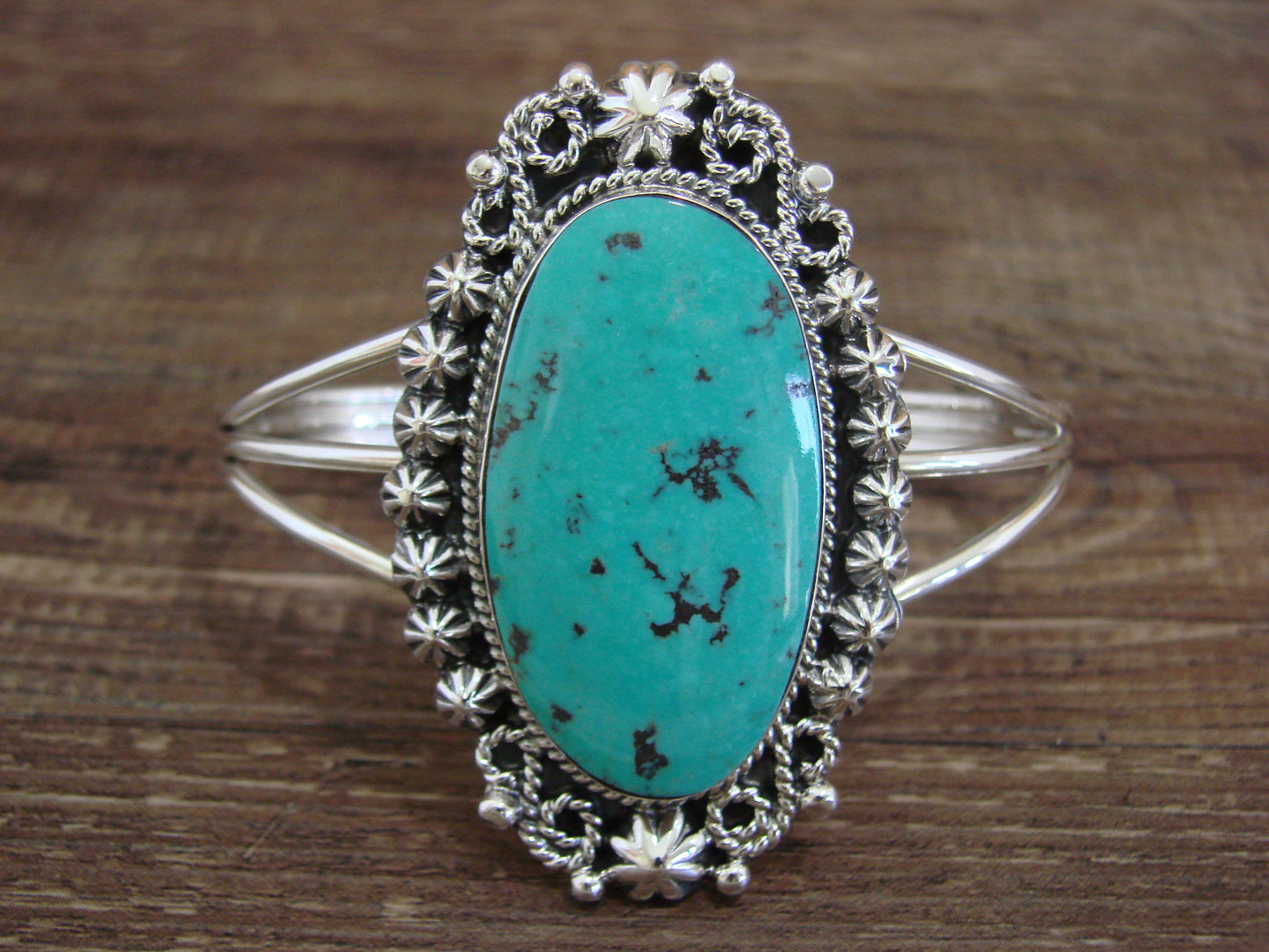 Native American Sterling Silver & Turquoise Bracelet - Cayaditto