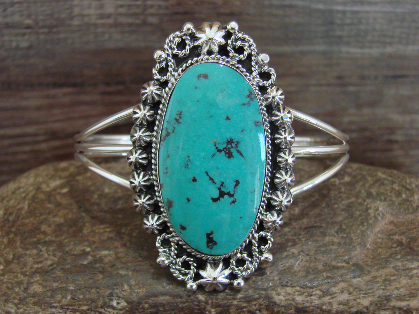 Native American Sterling Silver & Turquoise Bracelet - Cayaditto