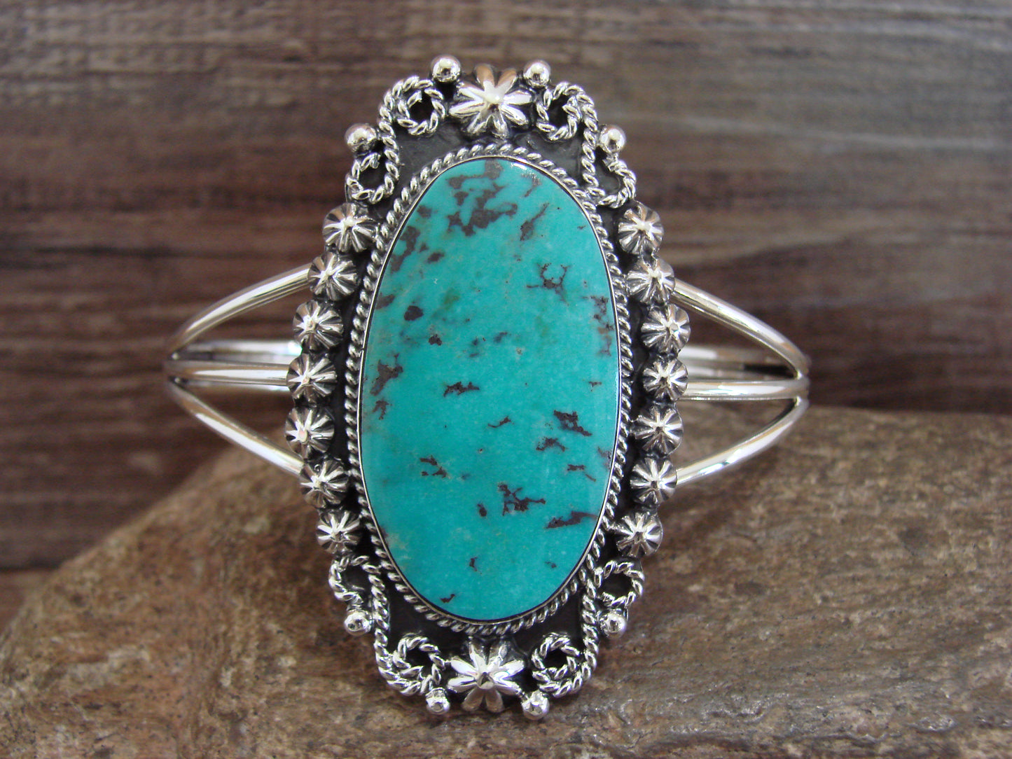 Native American Sterling Silver & Turquoise Bracelet - Cayaditto