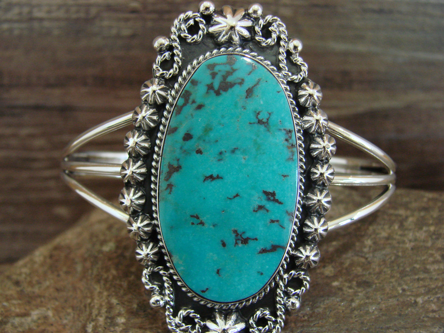 Native American Sterling Silver & Turquoise Bracelet - Cayaditto
