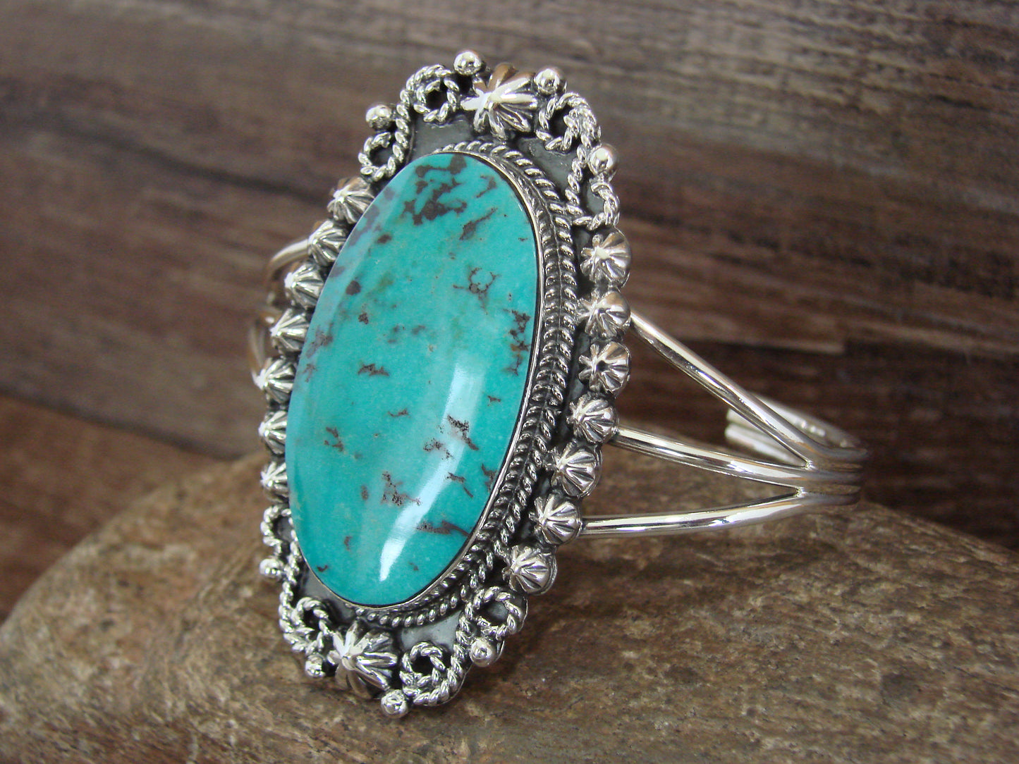 Native American Sterling Silver & Turquoise Bracelet - Cayaditto