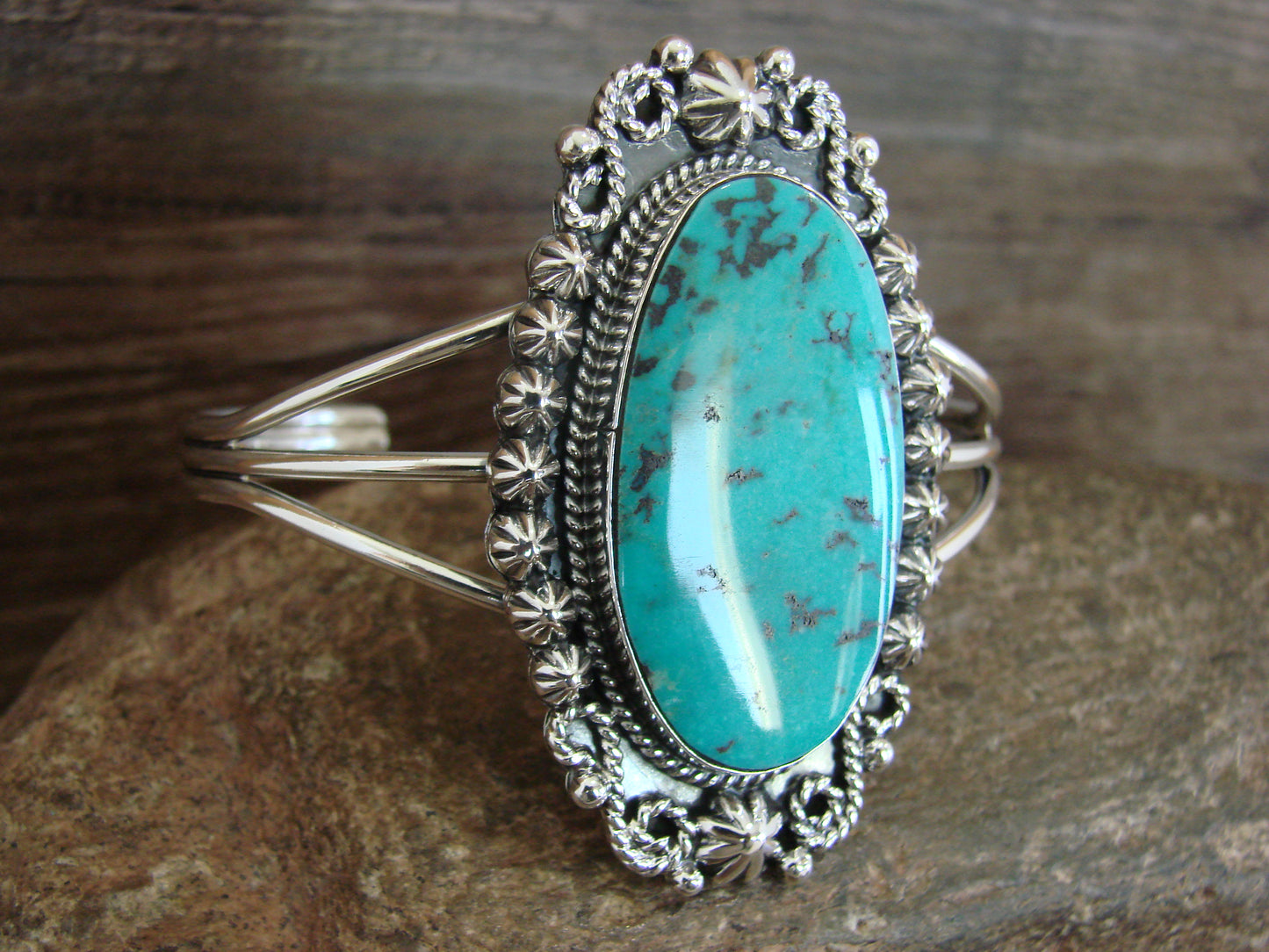 Native American Sterling Silver & Turquoise Bracelet - Cayaditto
