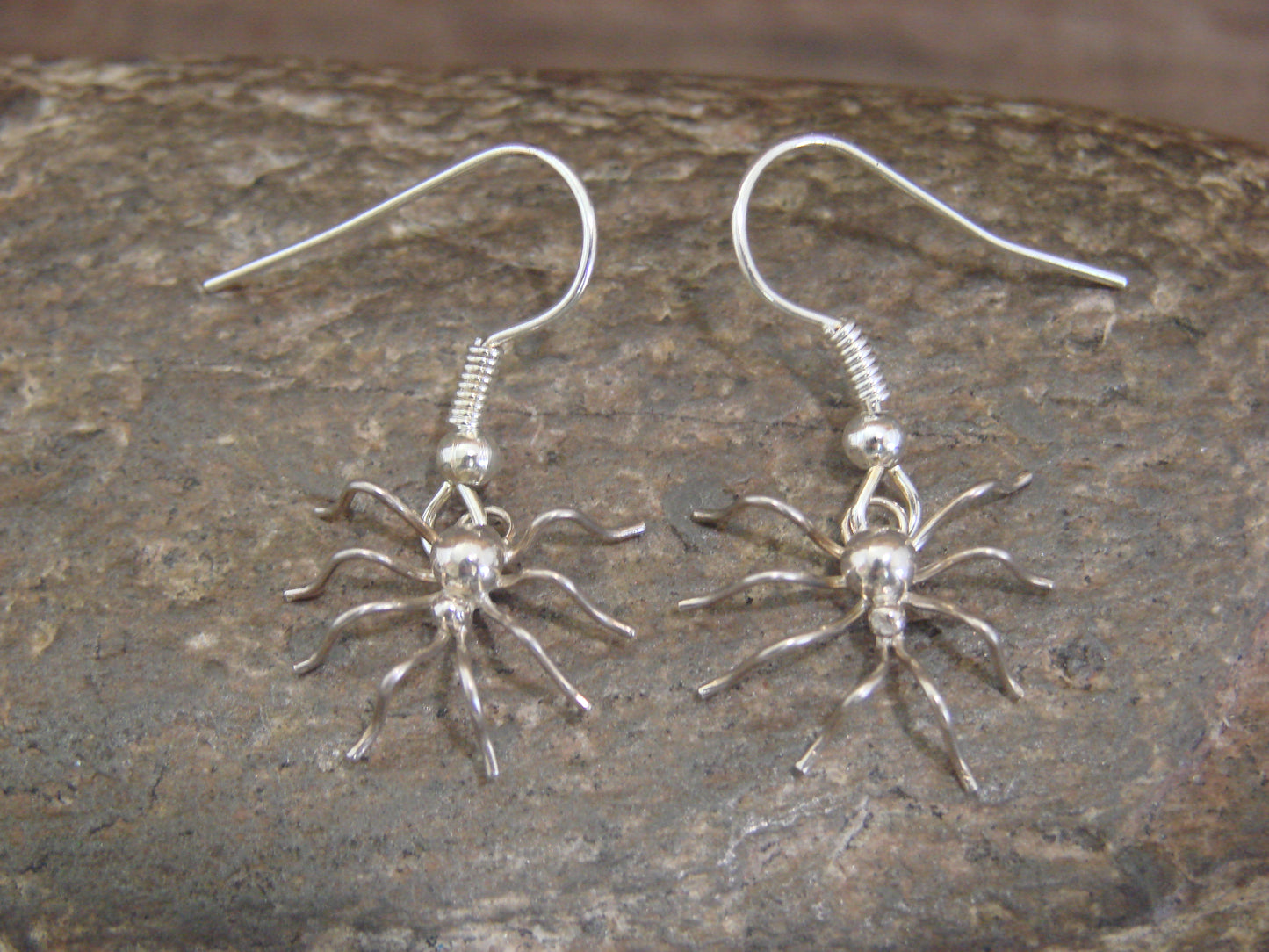 Native American Sterling Silver Spider Dangle Earrings by Platero