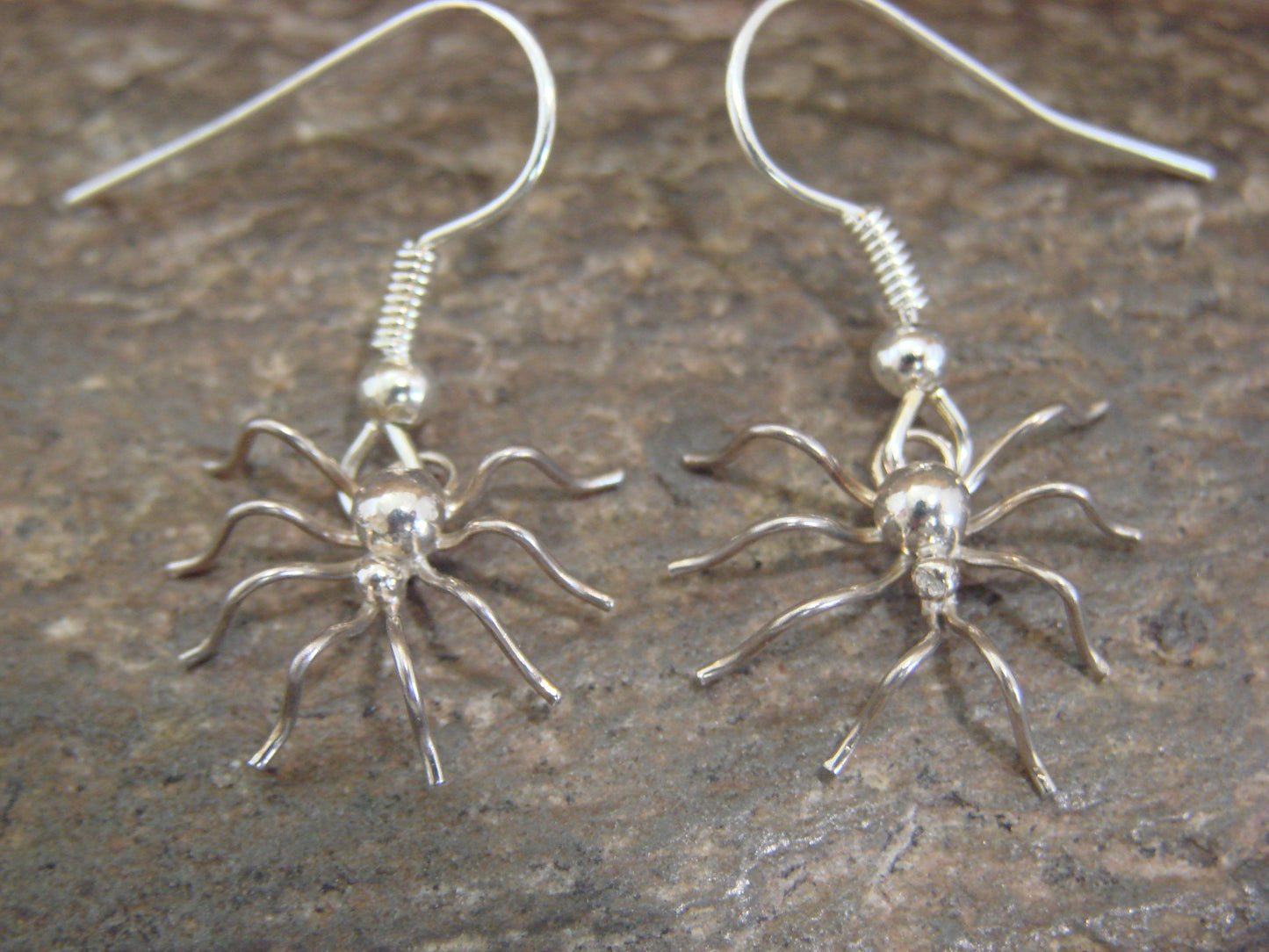 Native American Sterling Silver Spider Dangle Earrings by Platero