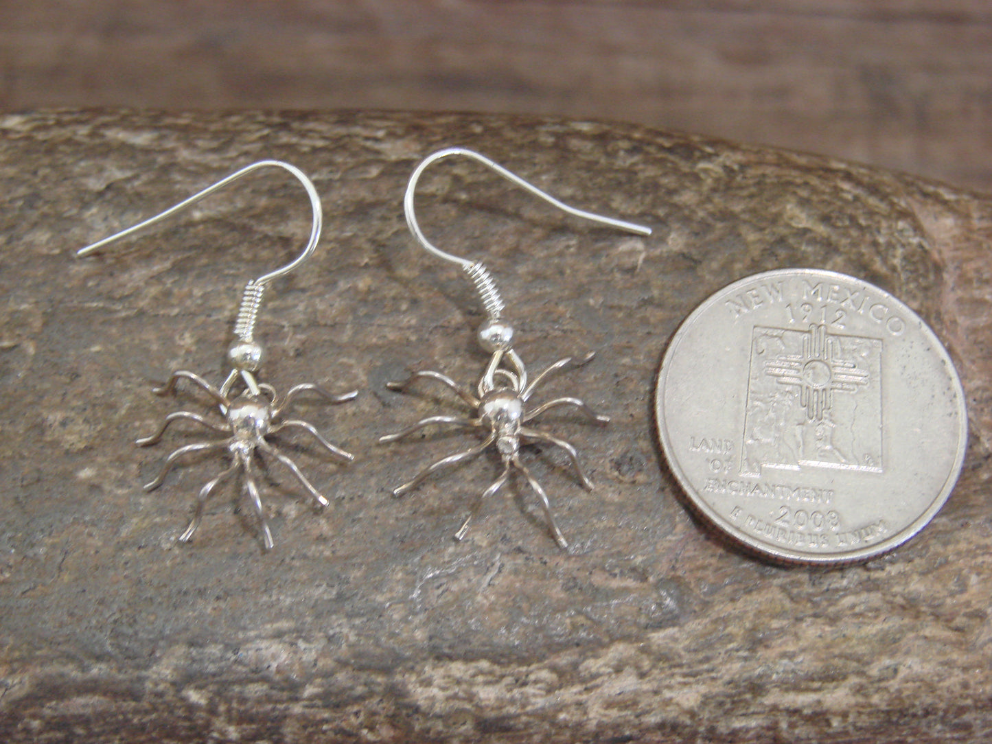 Native American Sterling Silver Spider Dangle Earrings by Platero