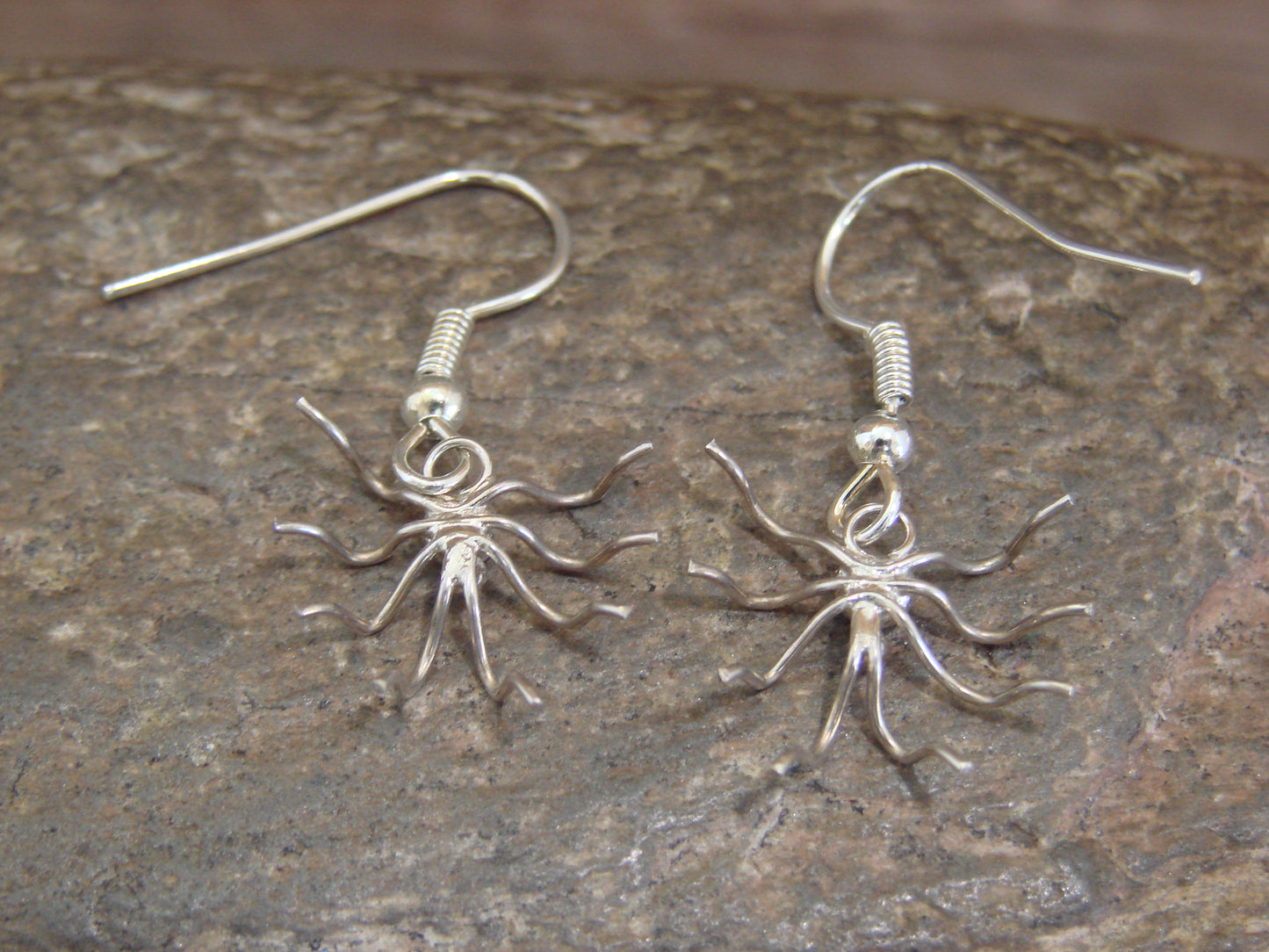 Native American Sterling Silver Spider Dangle Earrings by Platero