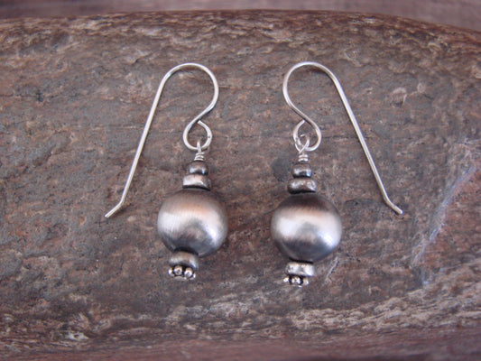 Native American Sterling Silver Navajo Pearl Dangle Earrings by Yazzie