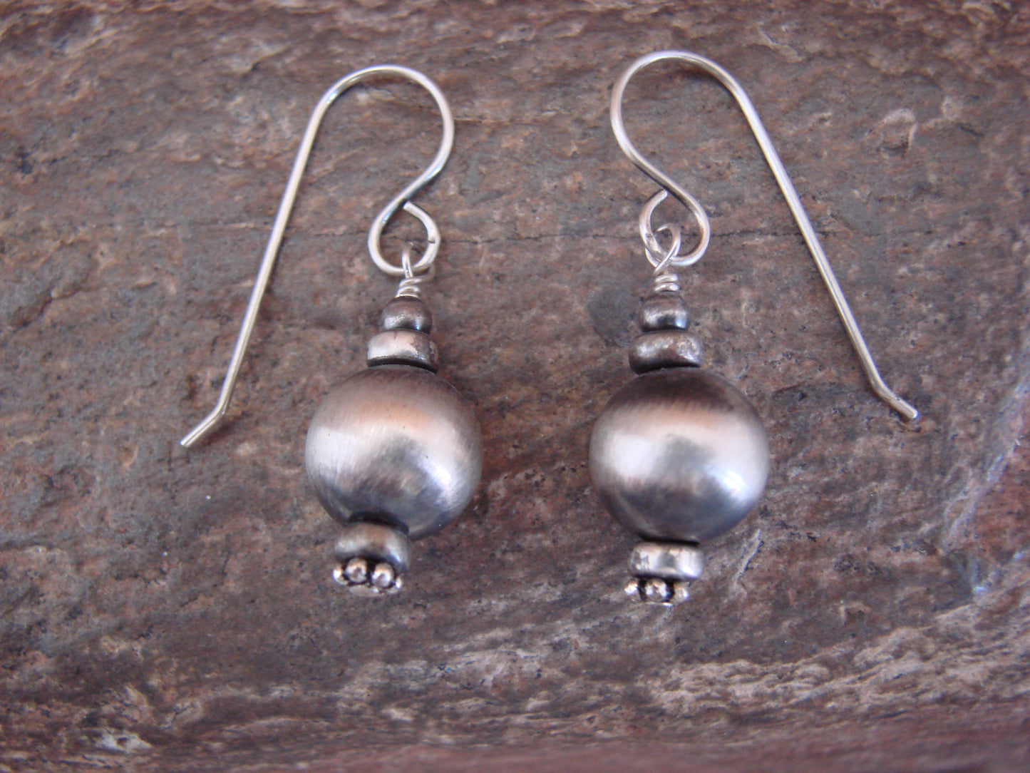 Native American Sterling Silver Navajo Pearl Dangle Earrings by Yazzie