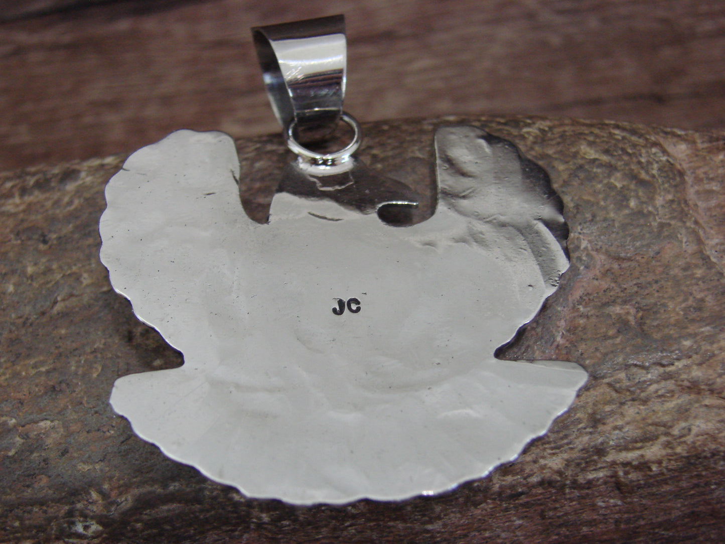 Native American Nickel Silver & Turquoise Eagle Pendant - Cleveland