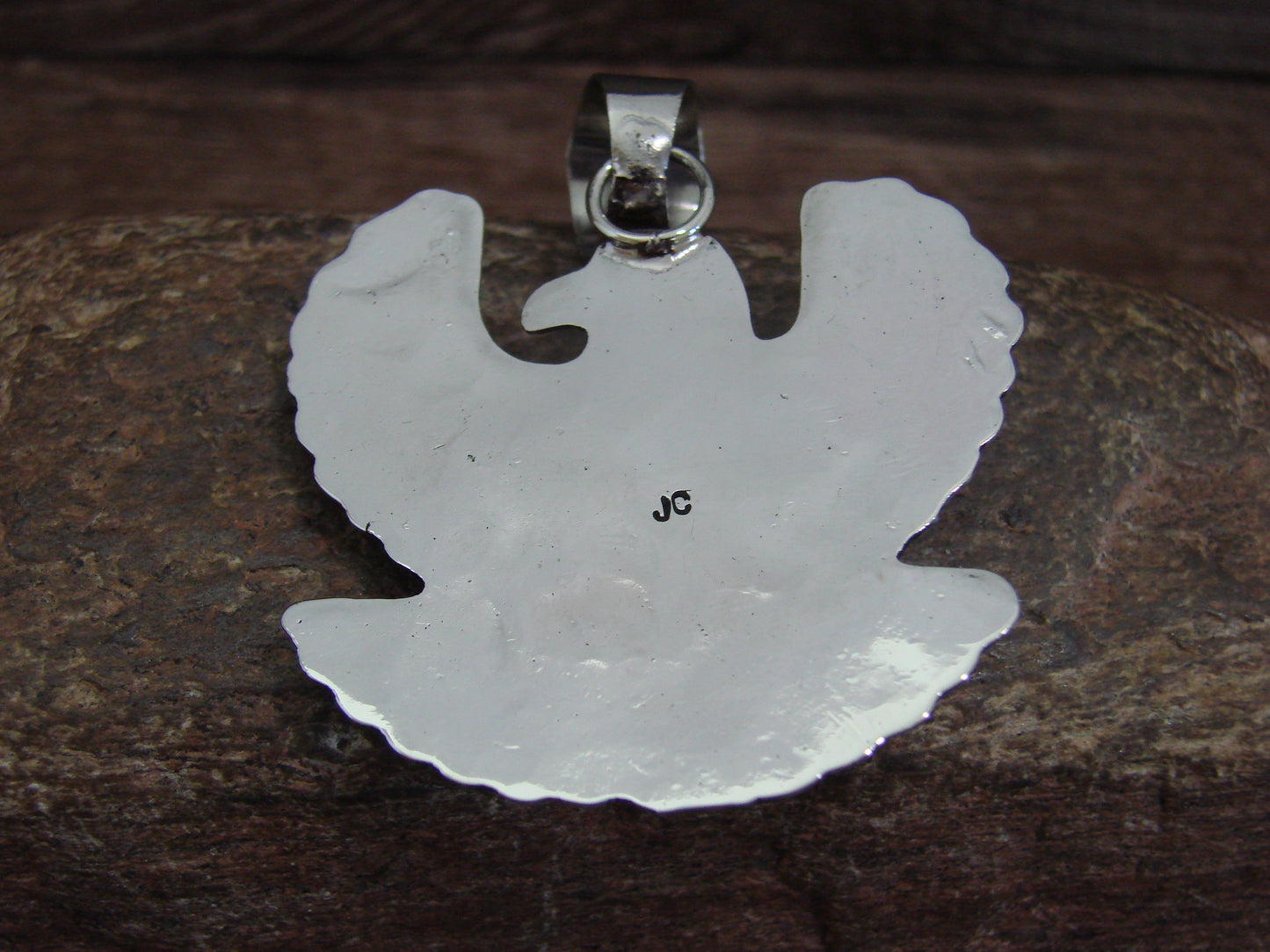 Native American Nickel Silver & Turquoise Eagle Pendant - Cleveland