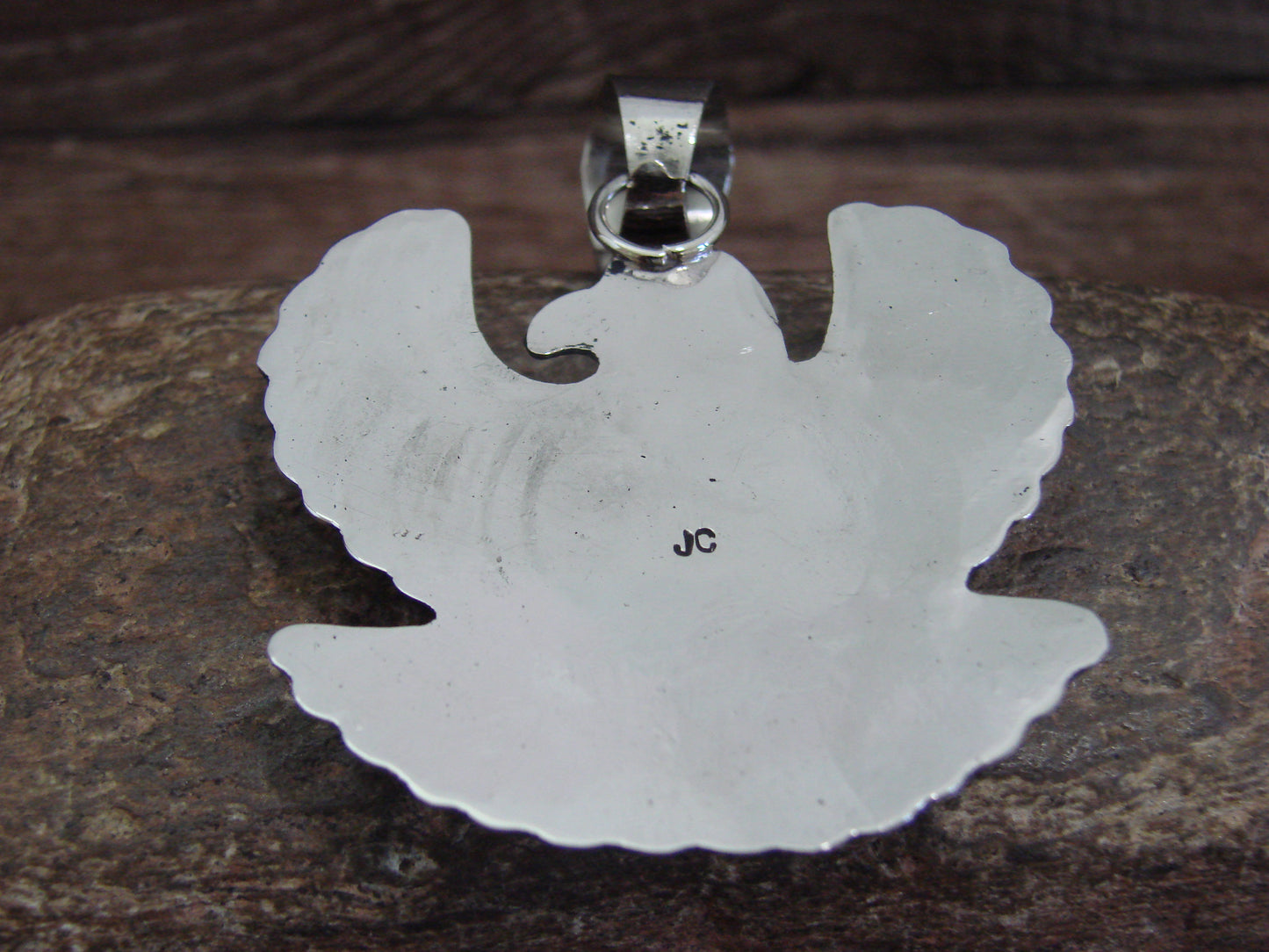 Native American Nickel Silver & Turquoise Eagle Pendant - Cleveland