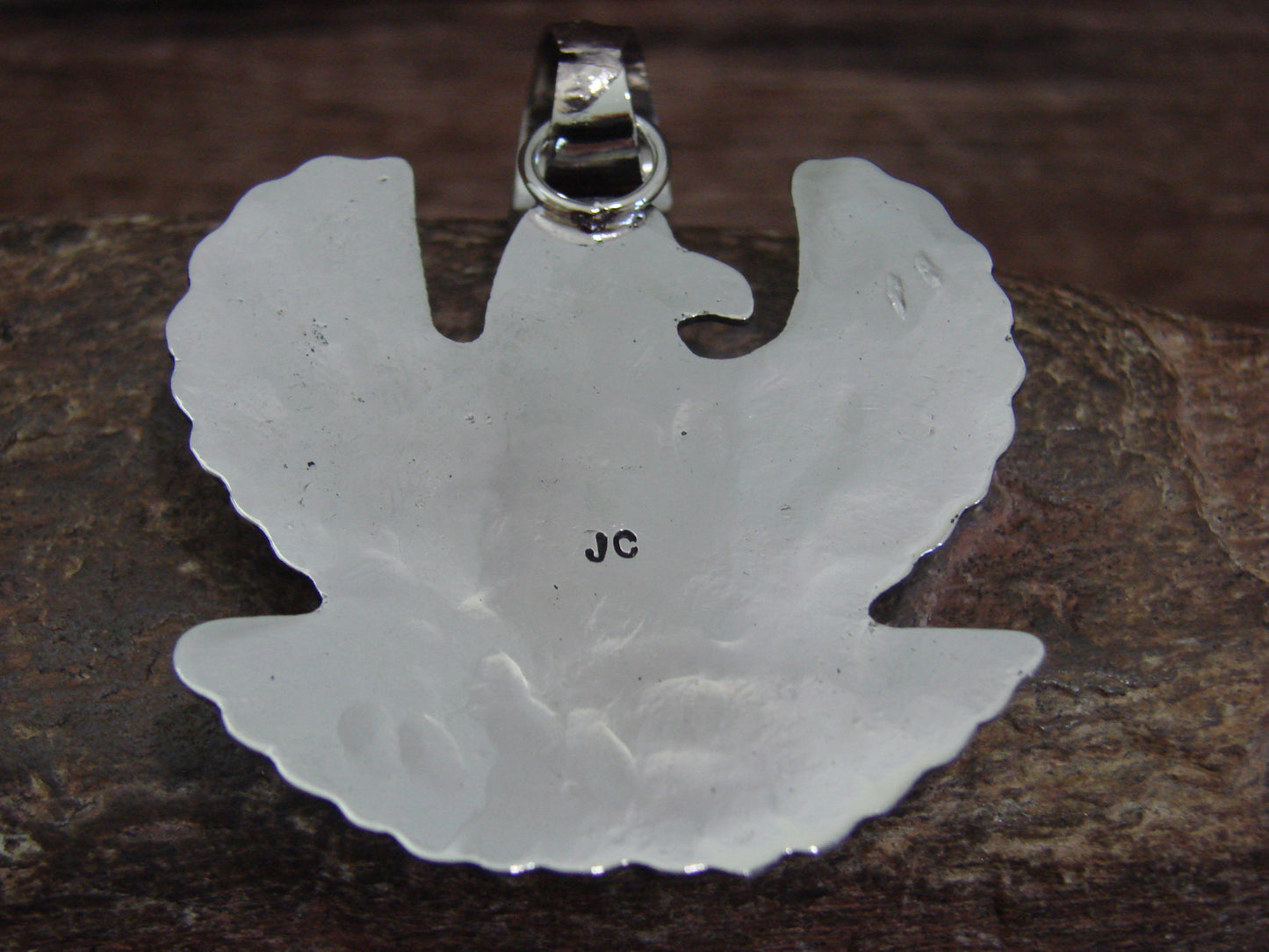 Native American Nickel Silver & Turquoise Eagle Pendant - Cleveland