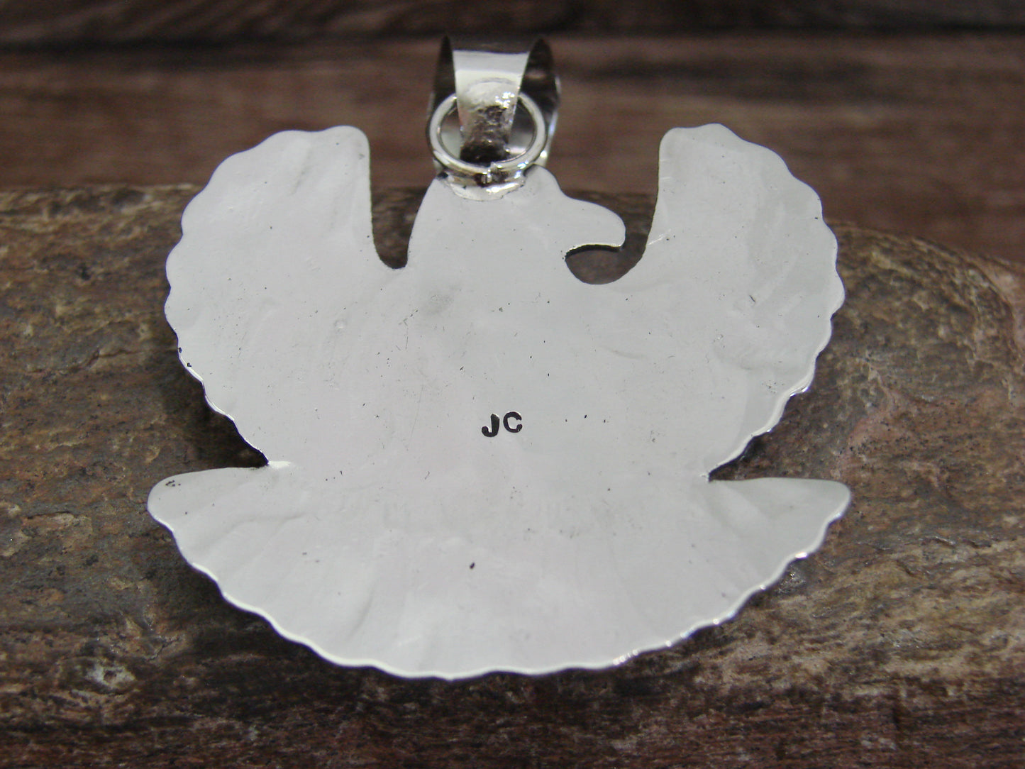 Native American Nickel Silver & Turquoise Eagle Pendant - Cleveland