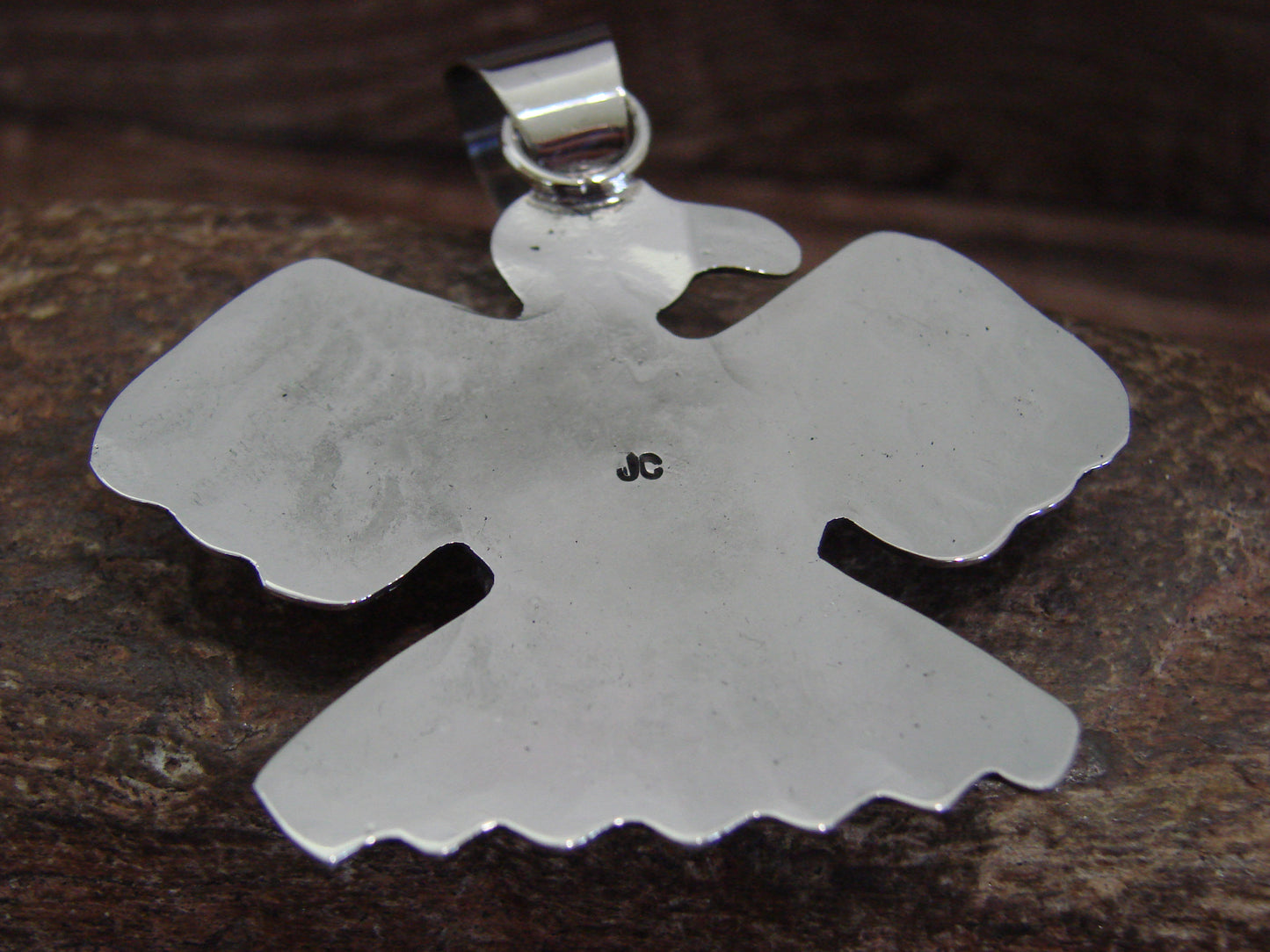 Native American Nickel Silver & Turquoise Thunderbird Pendant - Cleveland