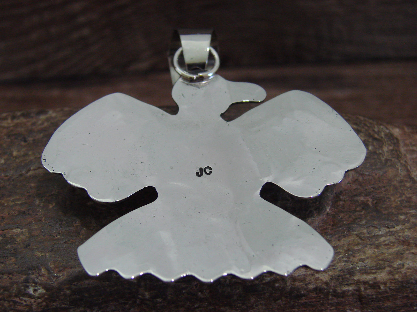 Native American Nickel Silver & Turquoise Thunderbird Pendant - Cleveland