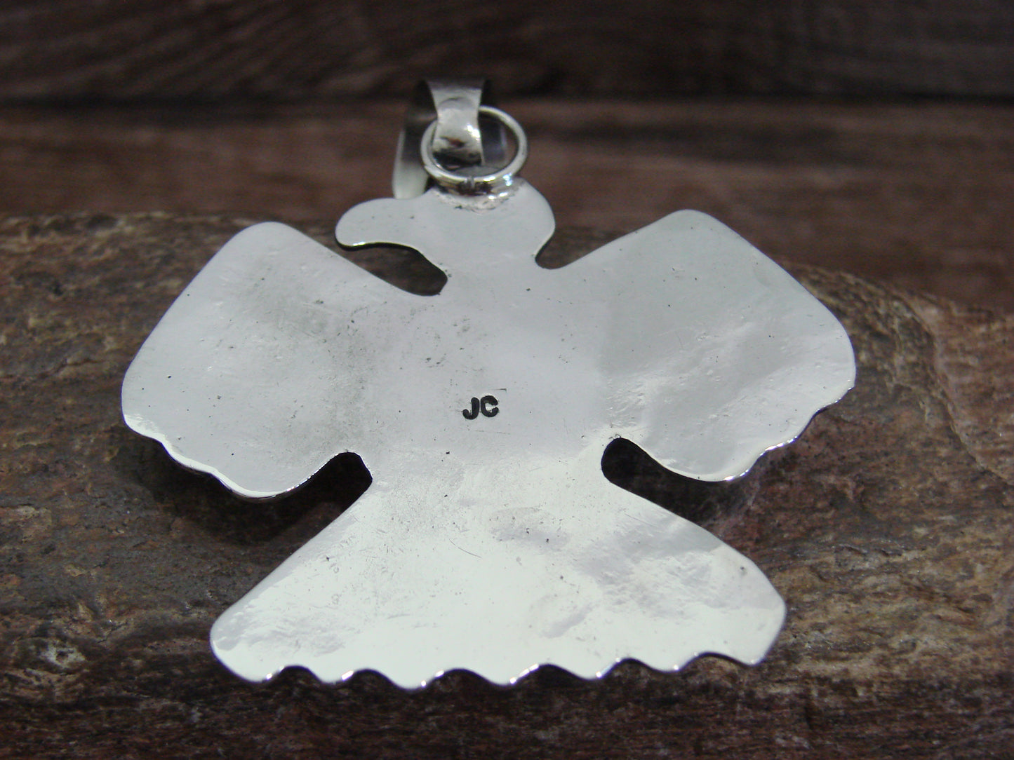 Native American Nickel Silver & Turquoise Thunderbird Pendant - Cleveland