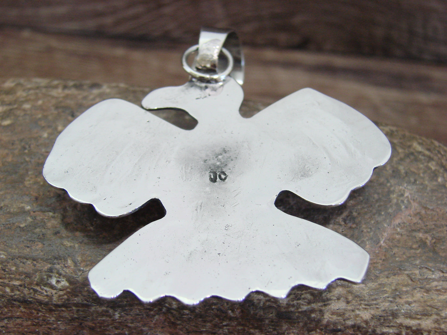 Native American Nickel Silver & Turquoise Thunderbird Pendant - Cleveland