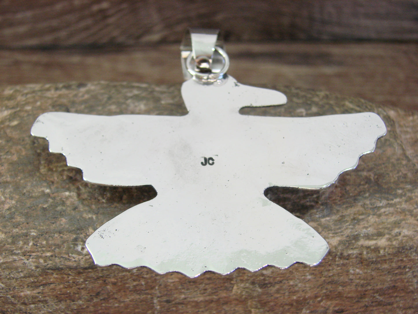 Native American Nickel Silver & Turquoise Eagle Pendant - Cleveland