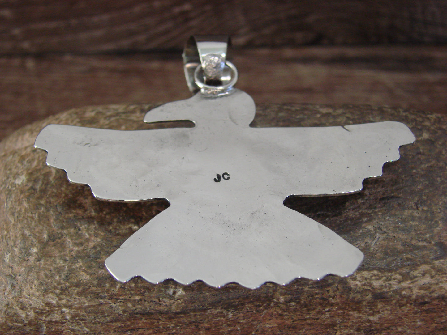 Native American Nickel Silver & Turquoise Eagle Pendant - Cleveland