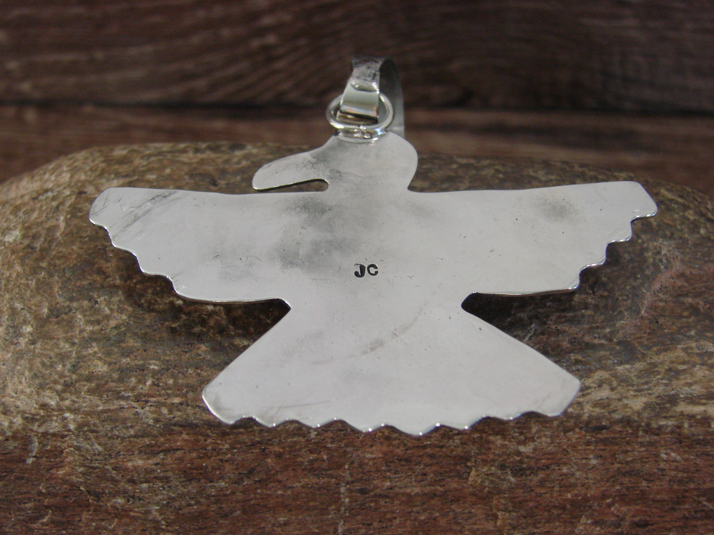 Native American Nickel Silver & Turquoise Eagle Pendant - Cleveland