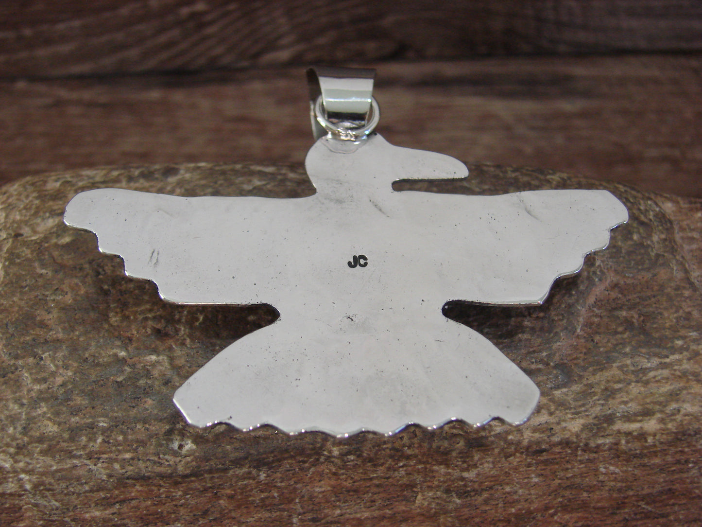 Native American Nickel Silver & Turquoise Eagle Pendant - Cleveland