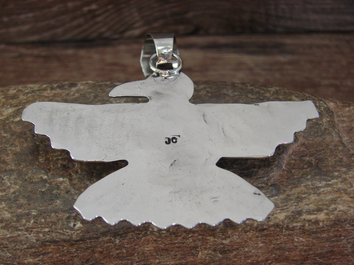 Native American Nickel Silver & Turquoise Eagle Pendant - Cleveland