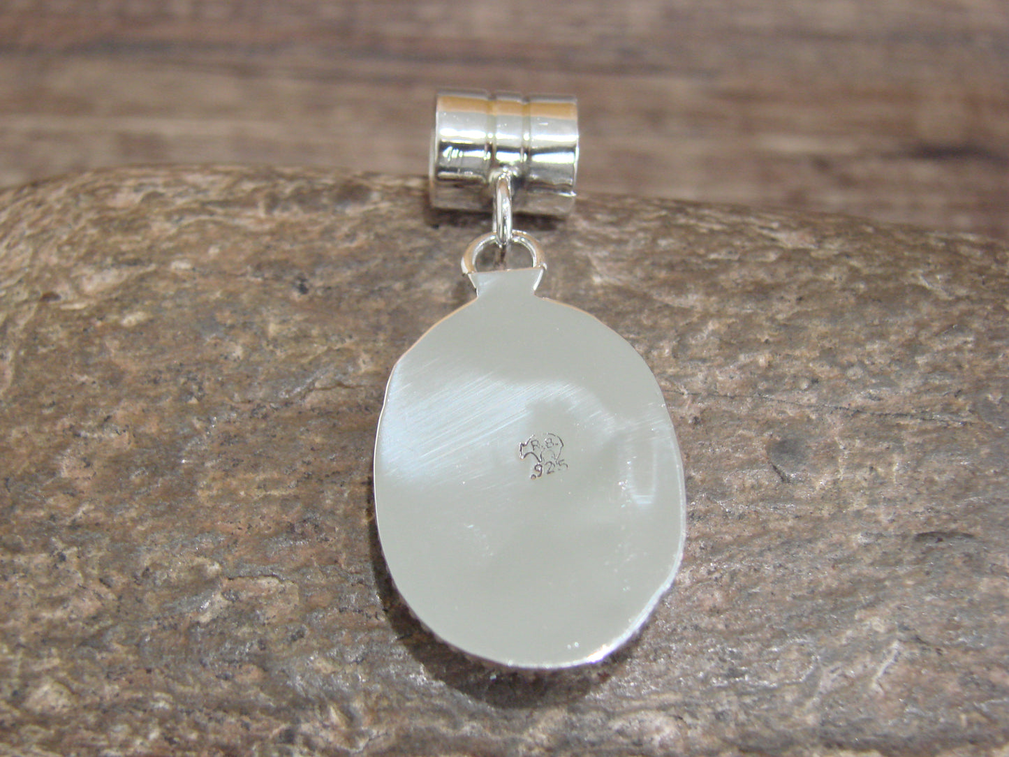 Native American Navajo Indian Sterling Silver & Spiny Oyster Pendant by Yazzie