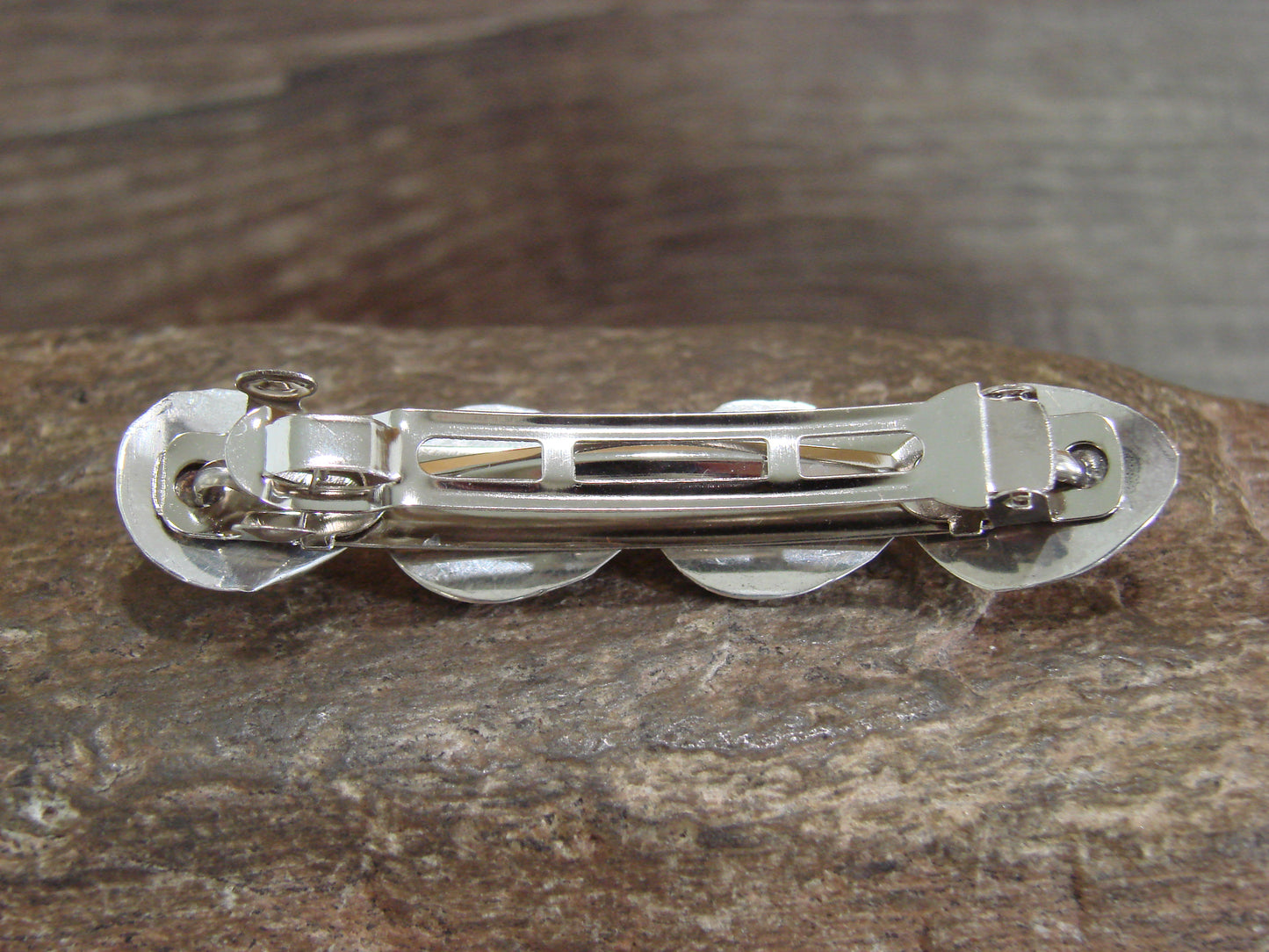 Native American Sterling Silver Turquoise Bear Paw Hair Barrette by Leta Parker