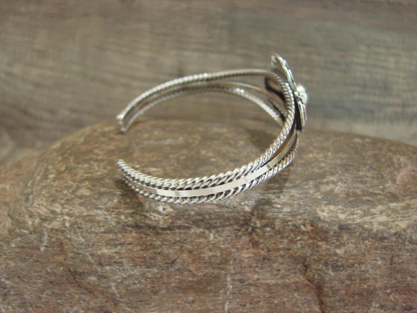Native American Sterling Silver & Turquoise Zia Bracelet by Gordon