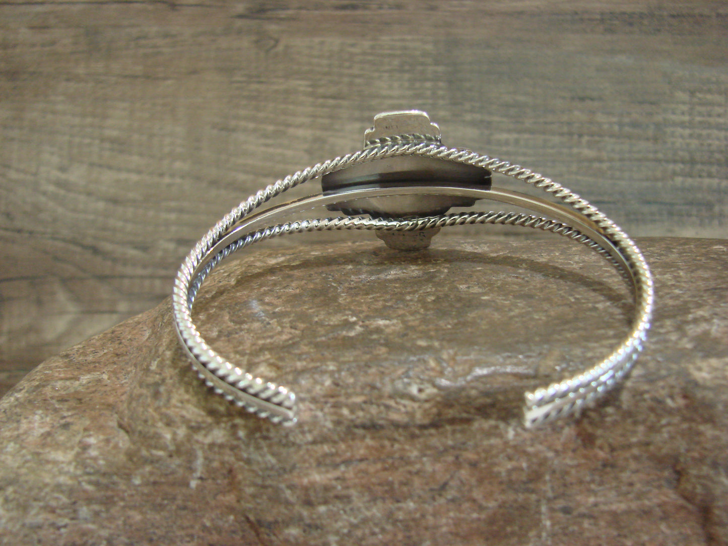 Native American Sterling Silver & Turquoise Zia Bracelet by Gordon