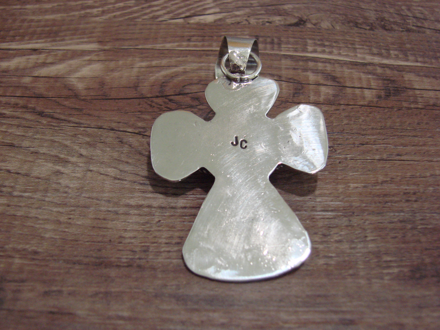 Navajo Nickel Silver & Turquoise Cross Pendant - Cleveland