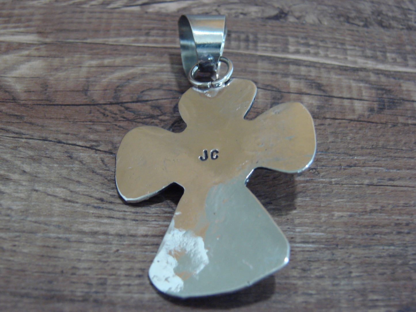 Navajo Nickel Silver & Turquoise Cross Pendant - Cleveland